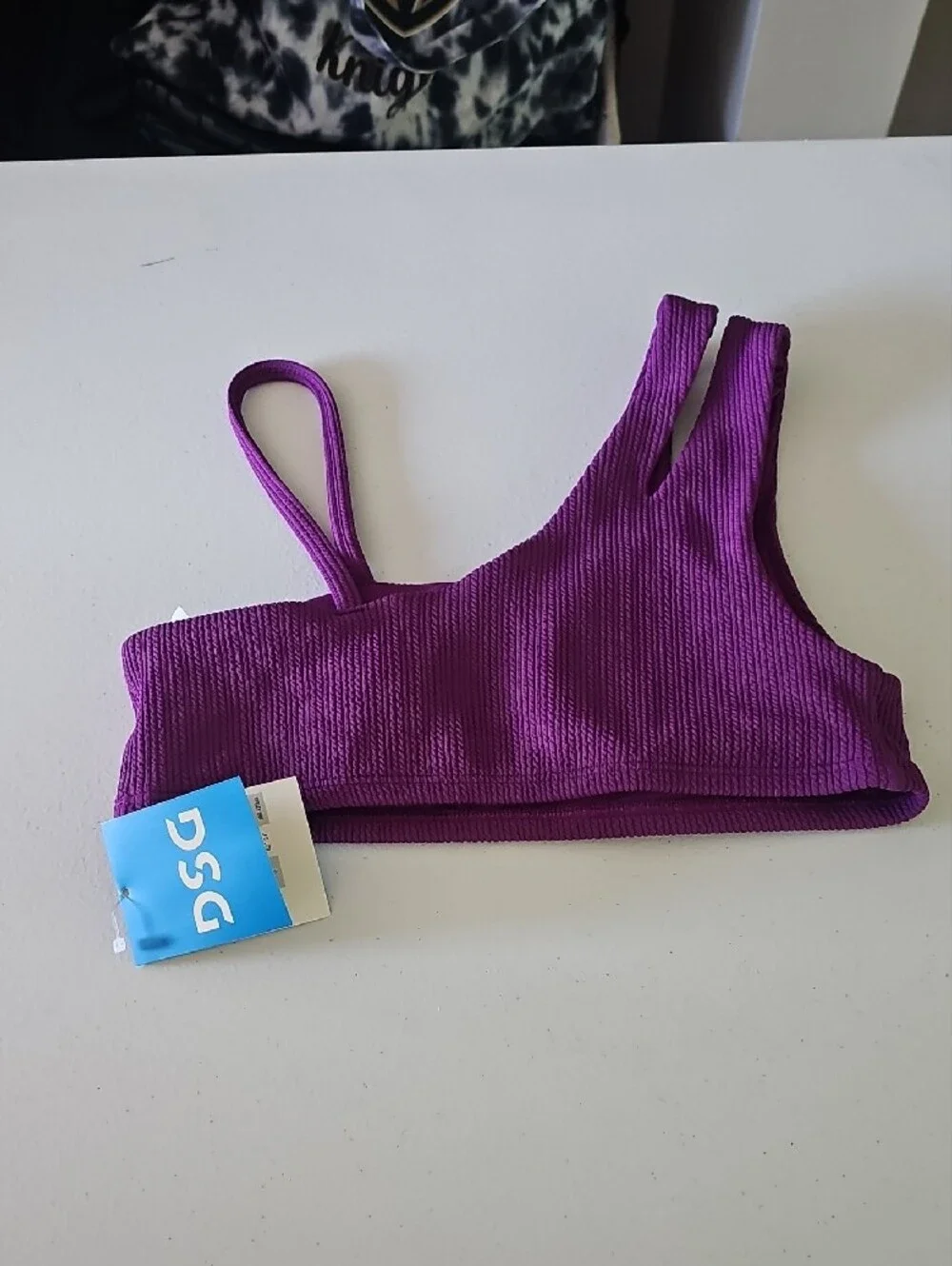 DSG Asymmetrical Ribbed Bikini Top - Deep Purple